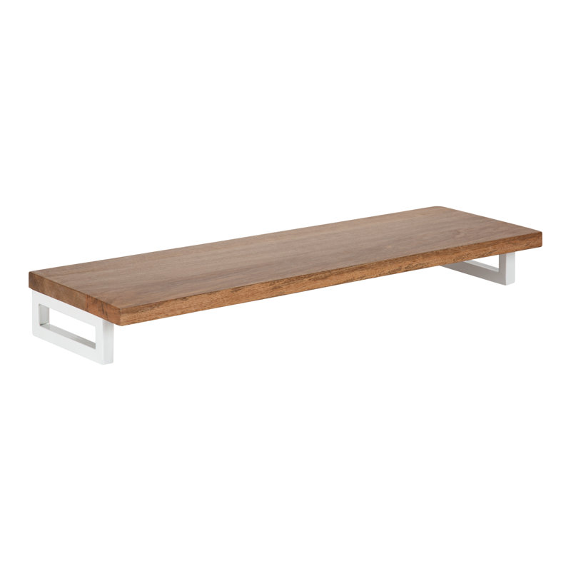 Tablette flottante en bois massif Brampt, Naturel / blanc