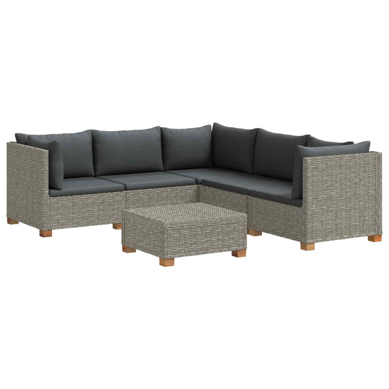  Rattan Lounge Set with Cushions GENDT 6 Piece Natural Rattan Terrace, Kubu Grey