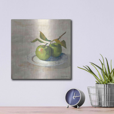 «Green Apple I Neutral» par Carol Rowan, art mural en métal, 12 po x 12 po