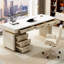 Bureau de direction blanc rectangulaire en pierre frittée avec tiroirs-689005410-689005420