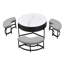 Table basse à plateau relevable moderne avec rangement et 3 repose-pieds
