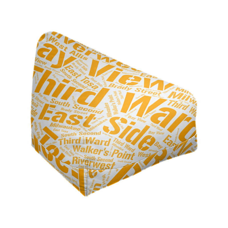 Classic Bean Bag, 30" H x 27" W x 25" D, Milwaukee, Orange Polyester Blend