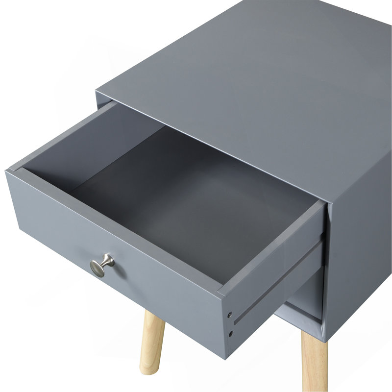 Table d'appoint, table de chevet avec 2 tiroirs, table de chevet avec rangement Mid-Century moderne, petite table de chevet