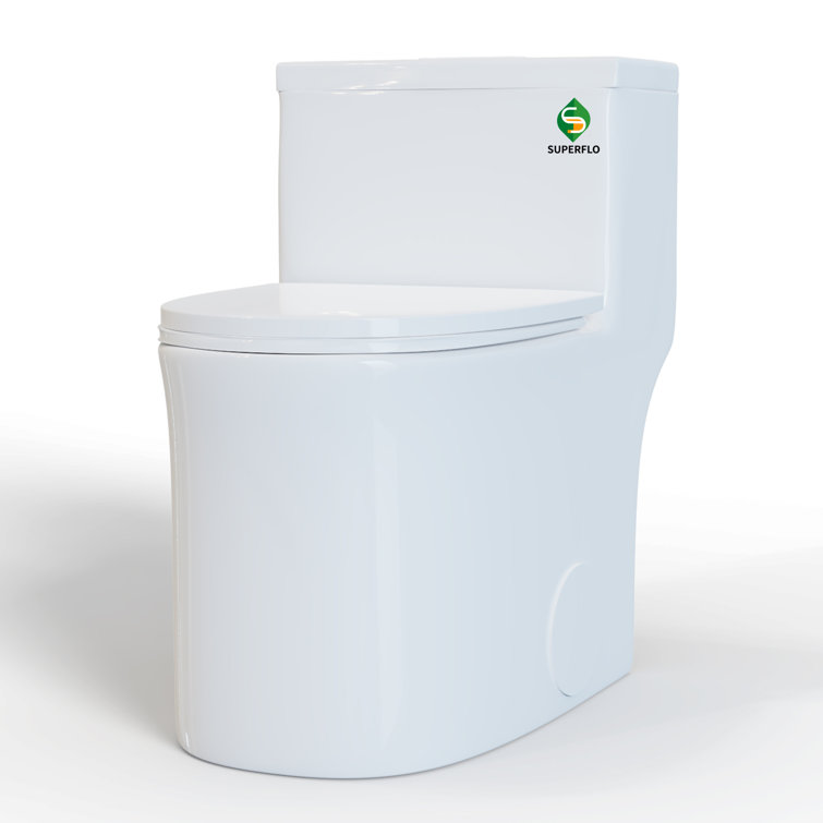 Modern Toilet with Comfortable Seat Height, Dual Flush Elongated One Piece Toilet with Soft Closing Seat