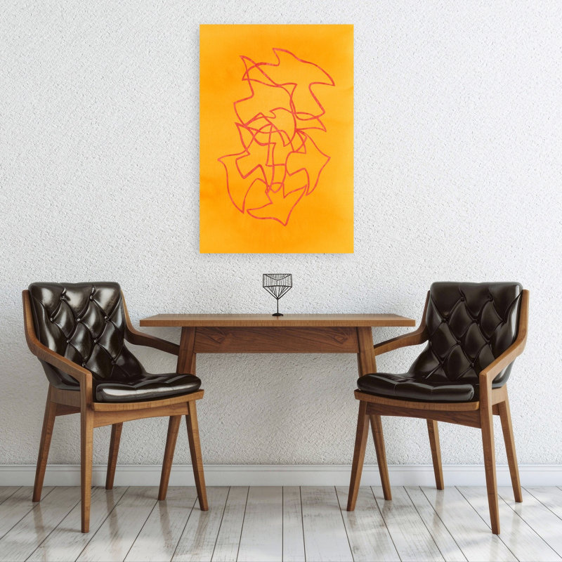 Peaceful Orange Doves Abstract Contemporary Minimalist Bird Wall Art Print 1 Piece Wrapped Canvas Wall Art