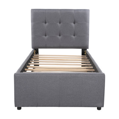 Eisinger Upholstered Linen Pine Sleigh Bed