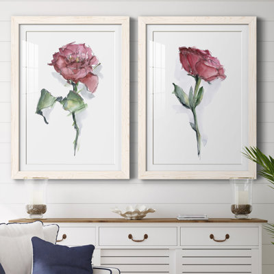 Watercolor Floral Contour I Premium encadré mat - prêt à être accroché