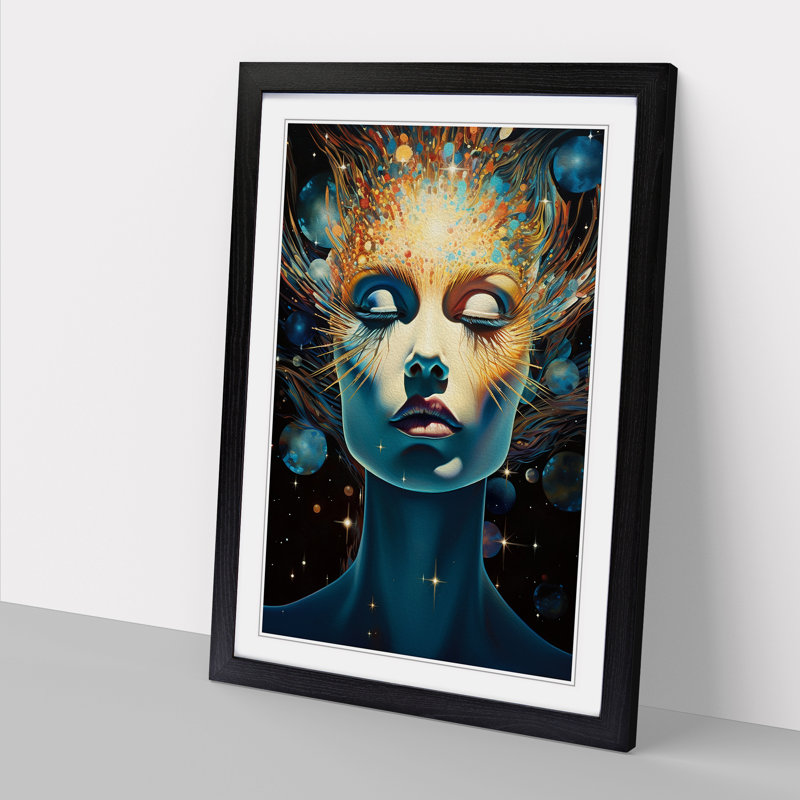 Galaxy Art Deco - Framed Print, 34cm H x 25cm W, Black Framed
