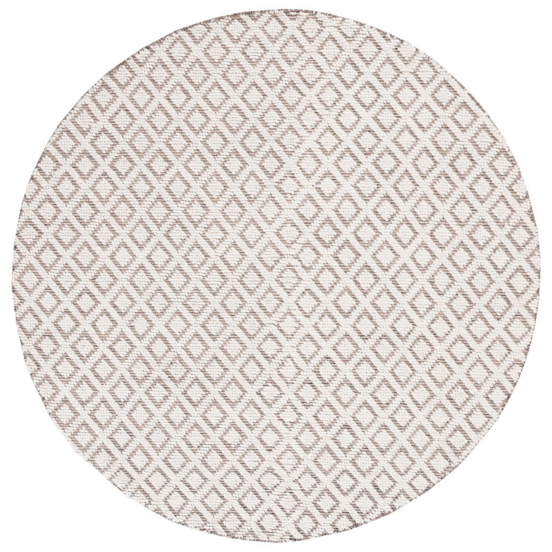 Vermont Hand Woven Wool Geometric Rug, Round 6'