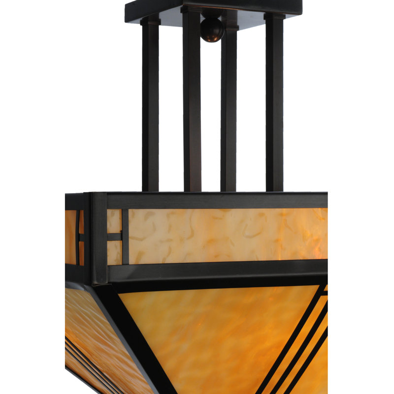 Amber Globe 4-Light Semi-Flush Mount in Timeless Bronze