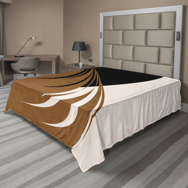 Drap plat moderne de style bohème Ambesonne, Drap plat grand, Cannelle / motif abstrait gris anthracite