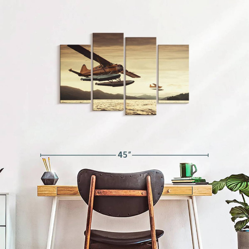 " Float Planes " 4 - Pieces, 22" H x 36" W x 1" D
