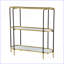 Table basse moderne à miroir en or noir, console en métal à 3 niveaux avec tablettes, 48,8 x 16,5 x 50 po