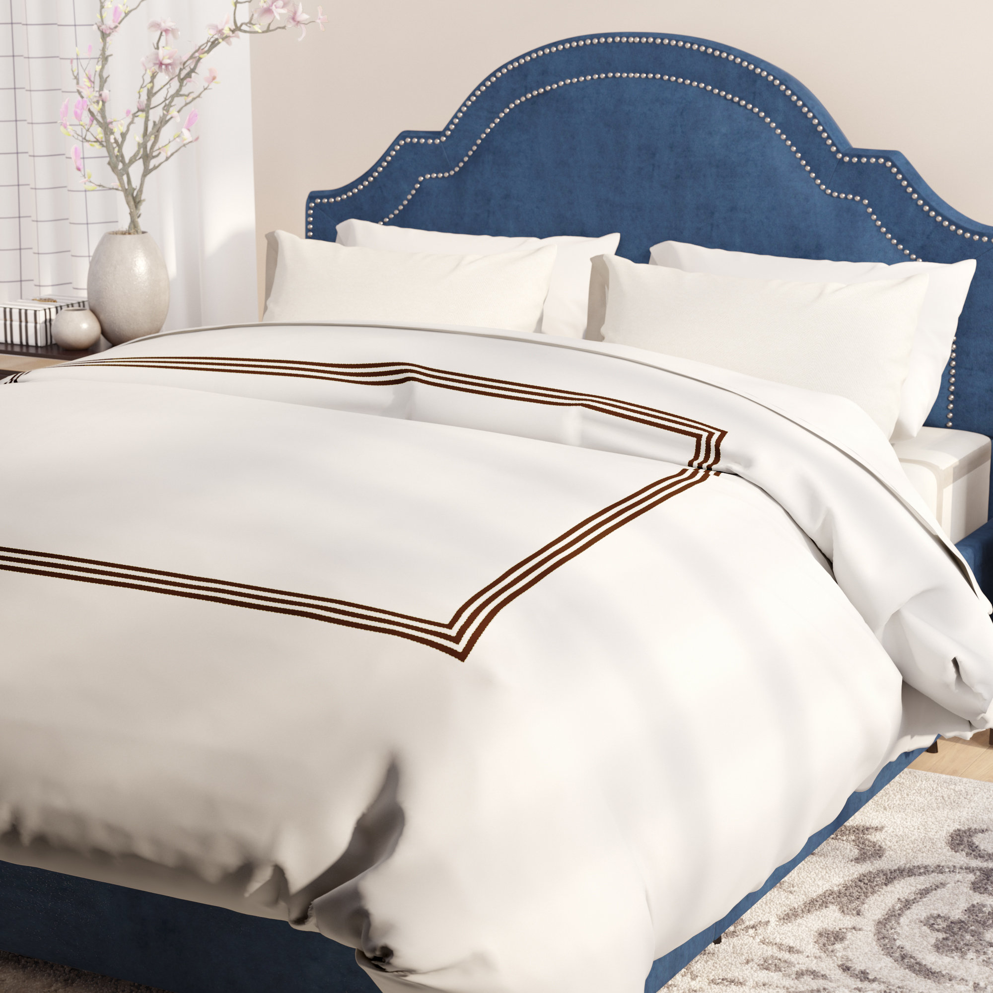 Janay Sateen Duvet Cover, Full Duvet Cover, Chocolate/White