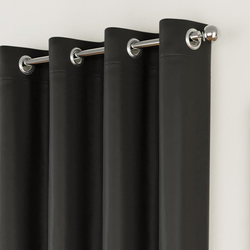 Stefany Room Darkening Curtain, 117 W x 137 D cm, Black