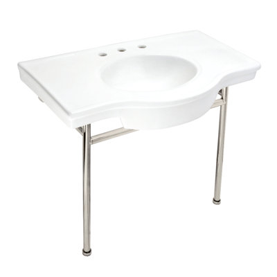 Lavabo de salle de bain console en céramique avec trop-plein