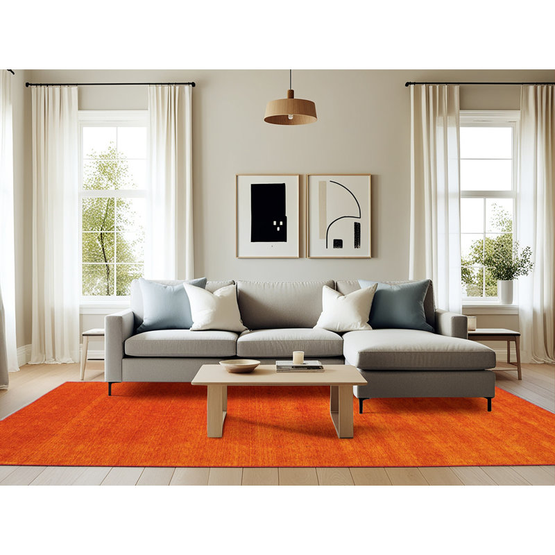 Tapis contemporain orange, Rectangle 6 pi x 9 pi