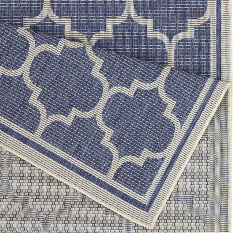 2 pi 7 po X 3 tapis bleu à motif de treillis - Collection Sunshine, polypropylène, teinture pour tout espace