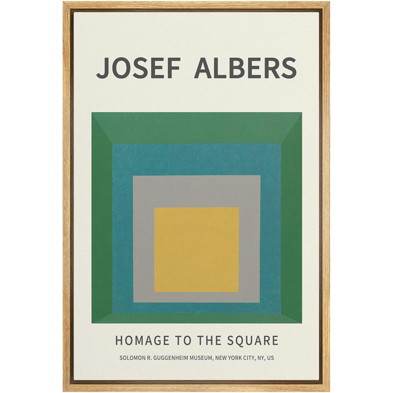 Abstrait, blocs de couleurs vives, jaune, vert et bleu par Josef Albers - reproduction sur toile flottante, Naturel