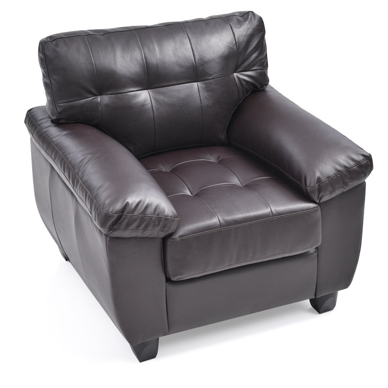 Fauteuil capitonné large de 36 po Benton, Similicuir cappucino