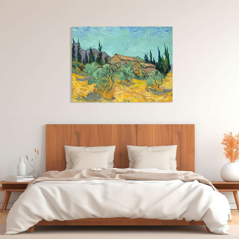 Wooden Cabins Among Olive And Cypress Trees by Vincent Van Gogh - Wrapped Canvas Print, 40cm H x 60cm W