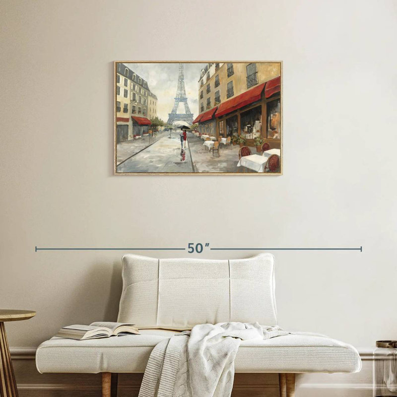 Le matin à Paris, Cadre flottant en bois naturel, 31 po x 21 po