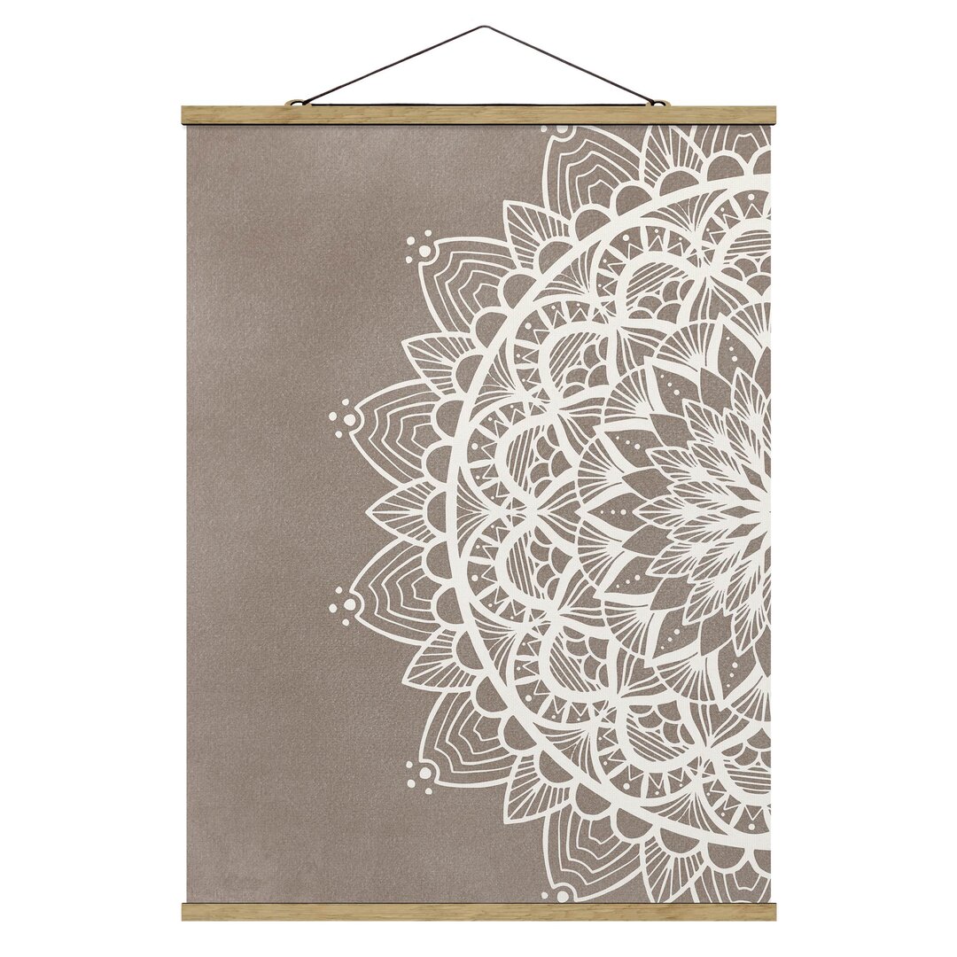 Stoffbild Mandala Illustration Shabby Weiß Beige