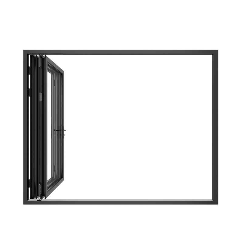Porte de patio pliante en aluminium à 3 panneaux et largeur 108 po KaMic VersaFold avec verre à argon Low-E, Noir