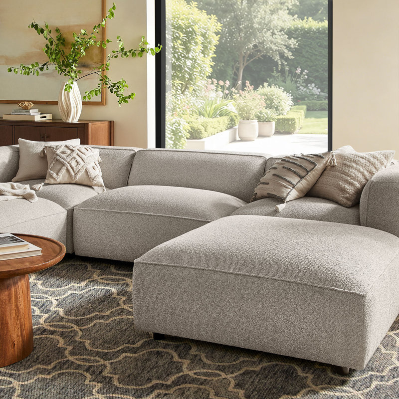 Canapé modulaire Auren 5 pièces Auren, Fog Boucle, 26.4" H x 126.7" W x 84.6" D