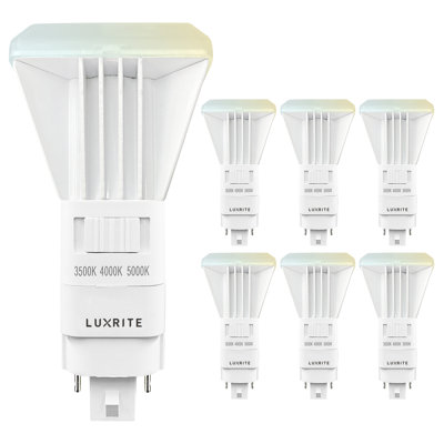 11 Watt LED Non-Dimmable Light Bulb, Color Changing Selectable CCT G24d-1 Base -  Luxrite, LR24567-6PK