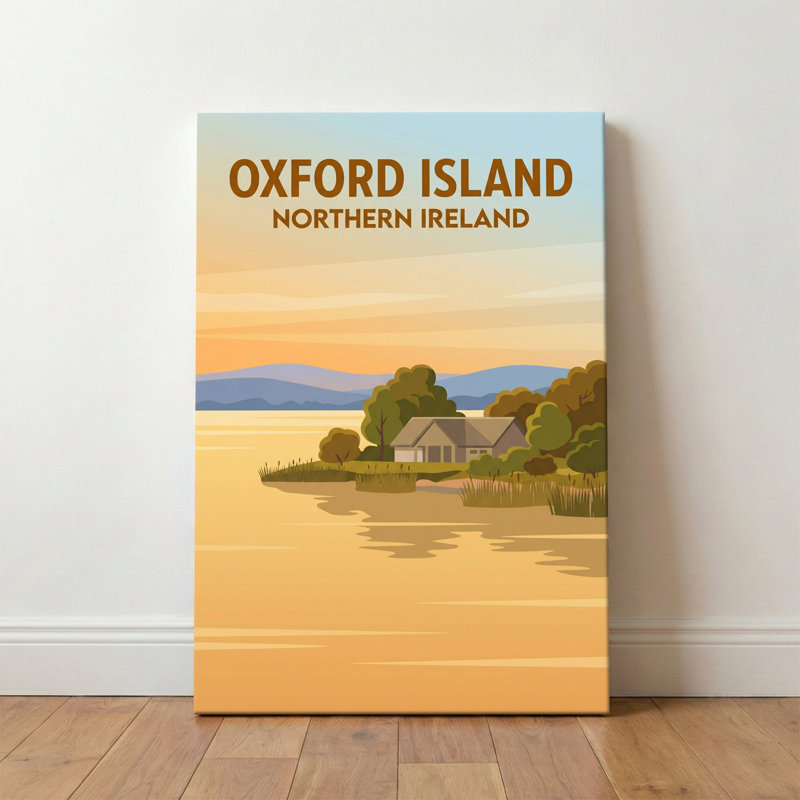 Oxford Island, Northern Ireland - Lough Neagh Shores In A Romantic Travel Poster. Giclee Print On Wrapped Canvas. Wall Art, Home Decor - Parks & Gardens, Northern Ireland - Wrapped Canvas Print