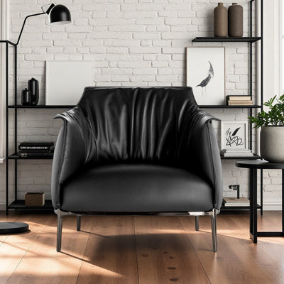 Modern Light Luxury Black Faux Leather Sofa