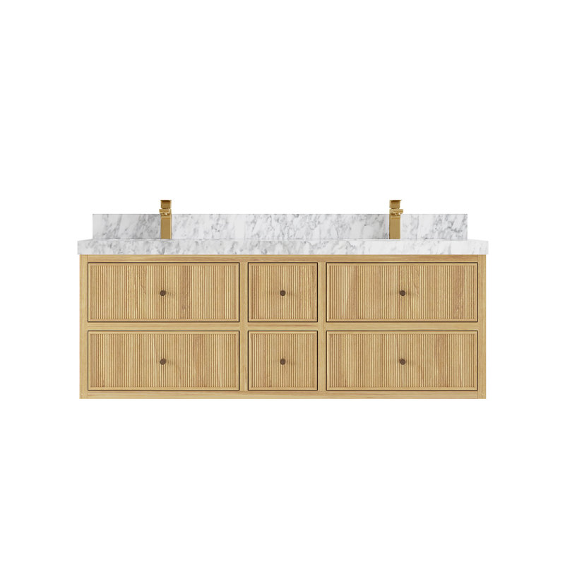 Ensemble de meuble-lavabo simple 60 po Sonoma, Marbre de Carrare