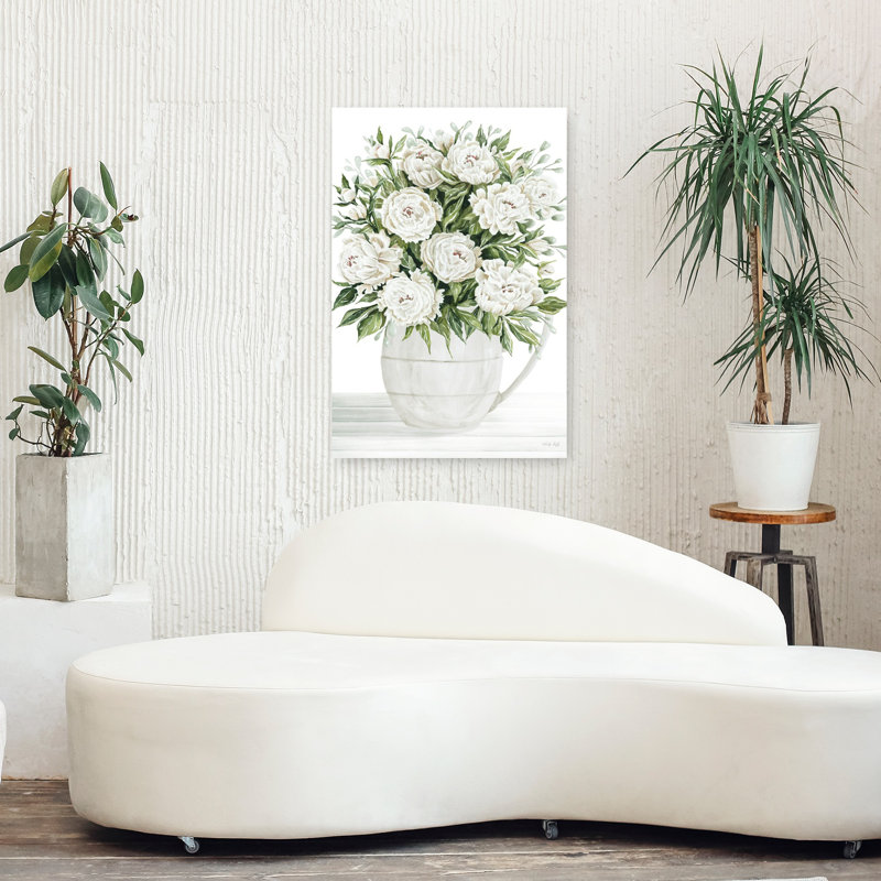 Pivoines sur fond blanc I, H 36 po x l 24 po