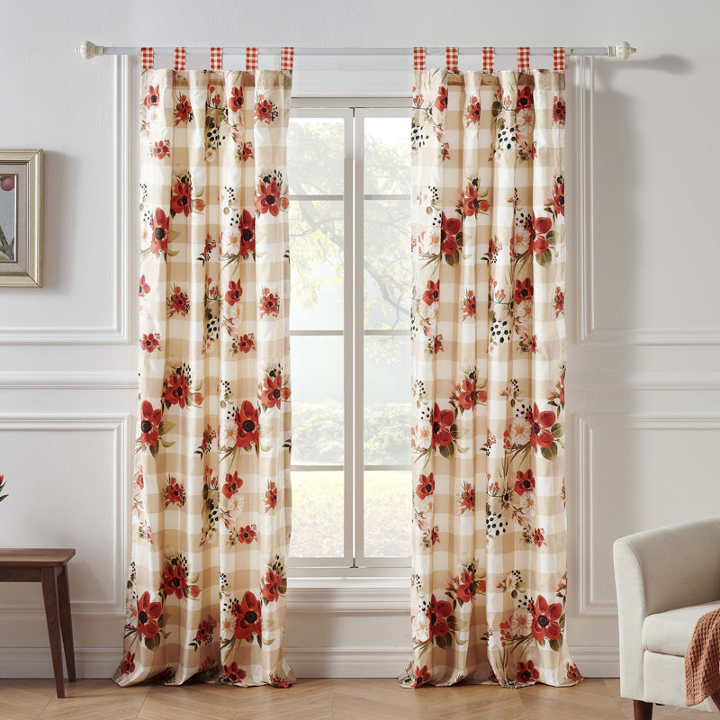 Red Tab Top Blackout Polyester Window Panel Pair