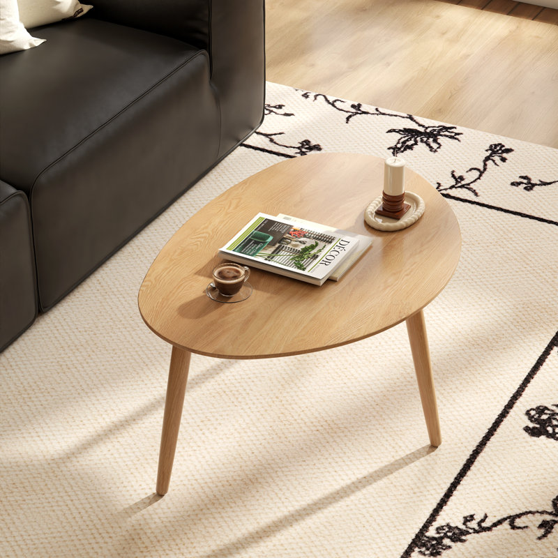33.5"W Solid Oak Modern Coffee Table, Oak