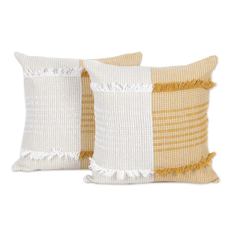 Housse de coussin d'intérieur, Miel / blanc