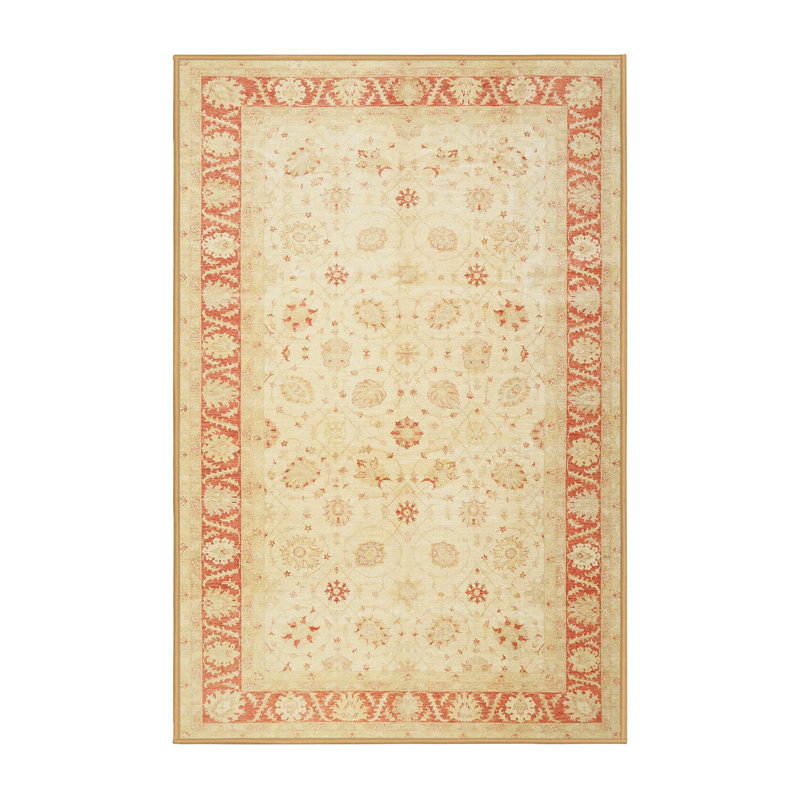 Tapis oriental rouge / jaune Doumet, Rectangle 5 pi x 8 pi
