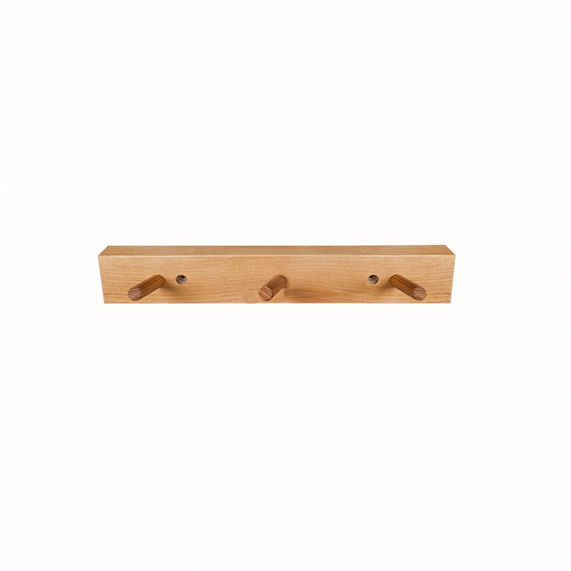 Wall Mounted Coat Rack, 2" H x 11.75" W x 0.75" D, Natural Hickory