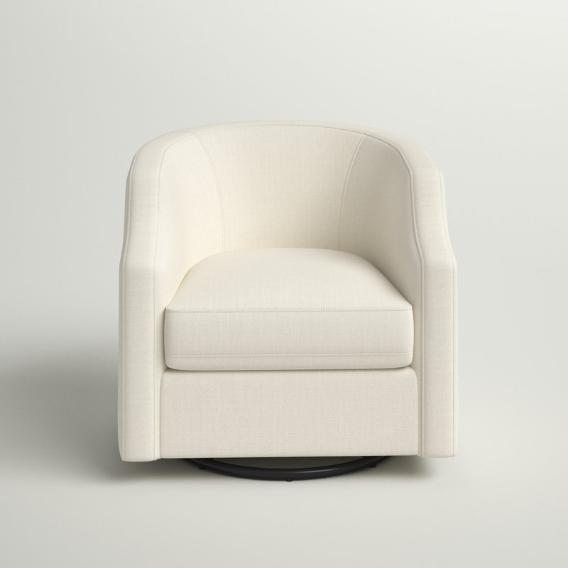 Debbie Polyester Swivel Barrel Chair, Natural 100% Polyester