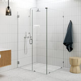 Illume 51 in. x 45.5 in. x 78 in. 90-degree Fully Frameless Wall Hinged Glass Shower Enclosure