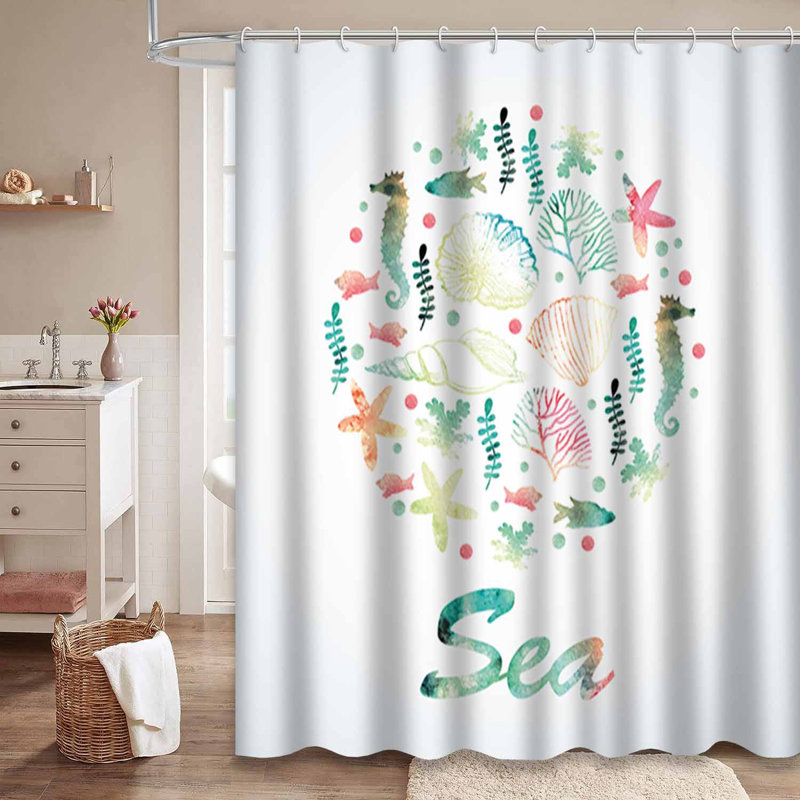 Rideau de douche imperméable avec 12 crochets MarineGreet, L 72 po x l 78 po