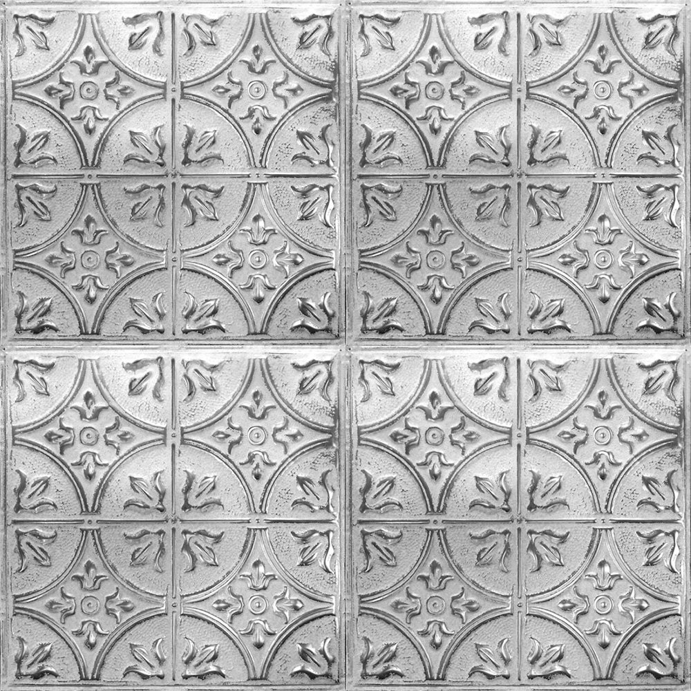 American Tin Ceilings Pattern 2' x 2' (24" x 24") Wall Panels & Ceiling Nail-Up Tiles - Floral Medallion & Arching Diamond (Covers 20 Sq ft) (Set of 5) American Tin Ceilings 