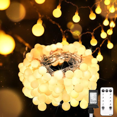 Guirlandes de lumières pour chambre à coucher, guirlandes lumineuses sphériques connectables à DEL 200 pi pour l'intérieur, lumières de fées suspendues avec télécommande pour chambre d'enfant, décoration pour arbre de Noël d'extérieur, blanc c