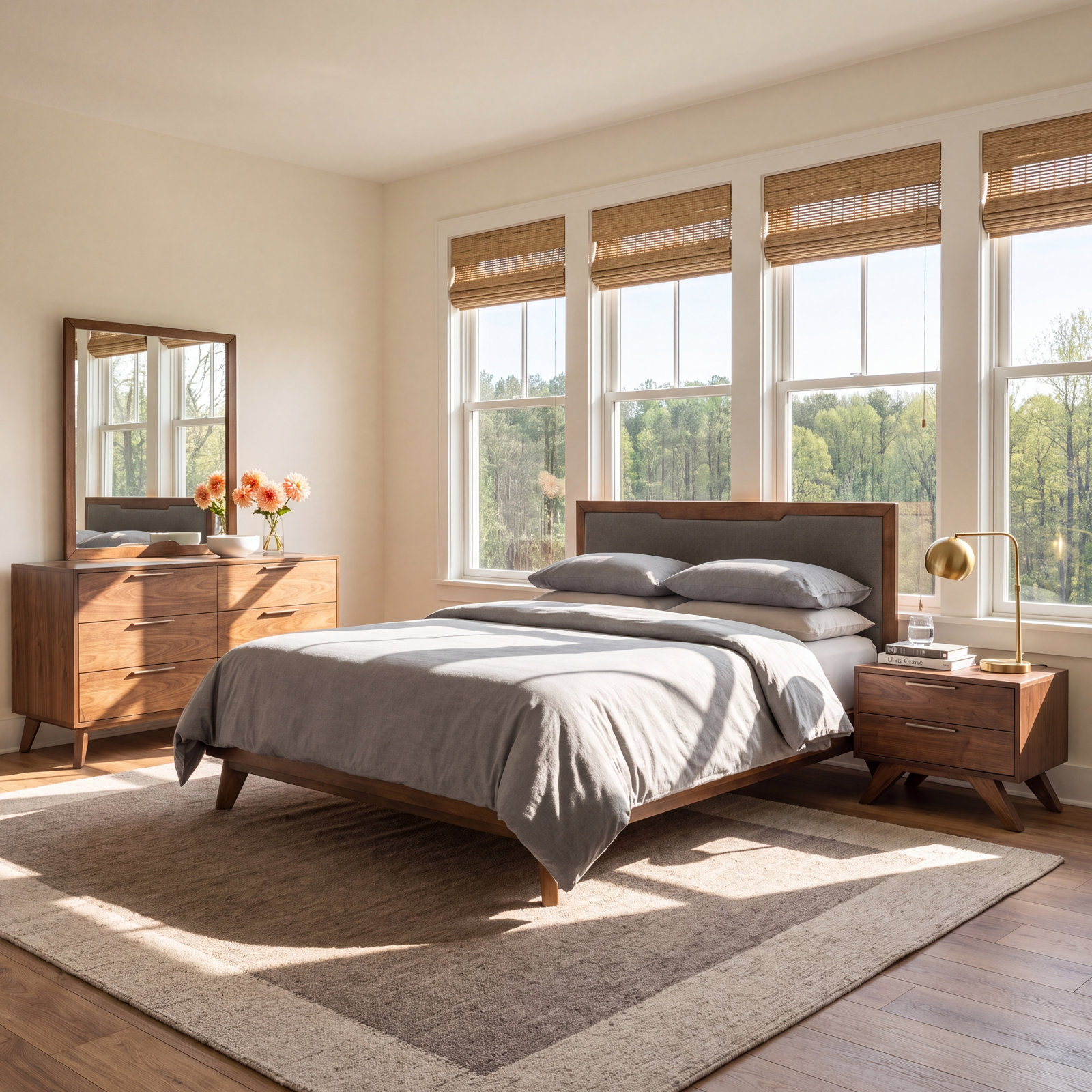 Glow 5-Piece Bedroom Set, Eastern King, Walnut