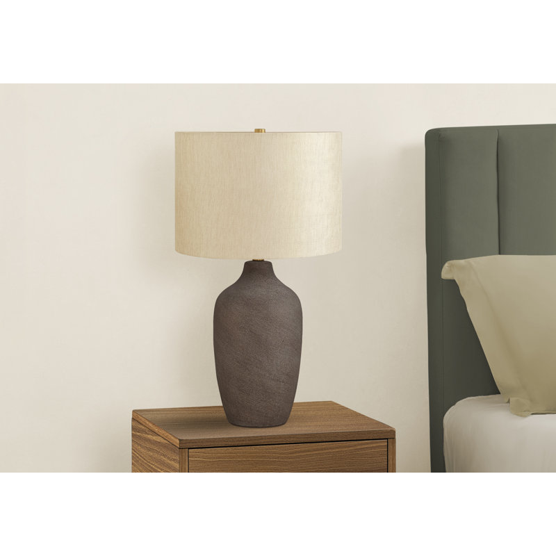 Lighting, Table Lamp, Gray, Beige, 26" H x 15" W x 15" D