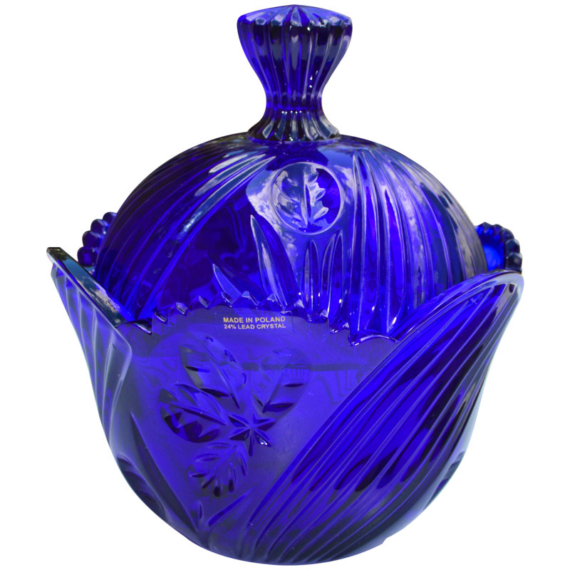 Bol décoratif en cristal bleu cobalt