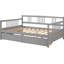Lit de jour double en bois massif gris avec deux tiroirs pratiques pour une maison moderne, rehaussant l'ambiance de votre chambre à coucher-1217034448