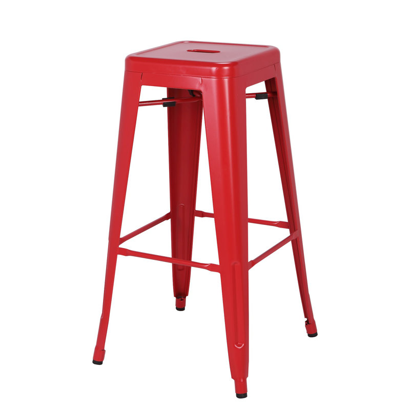 Counter Stool with Metal Frame, Frosted Red
