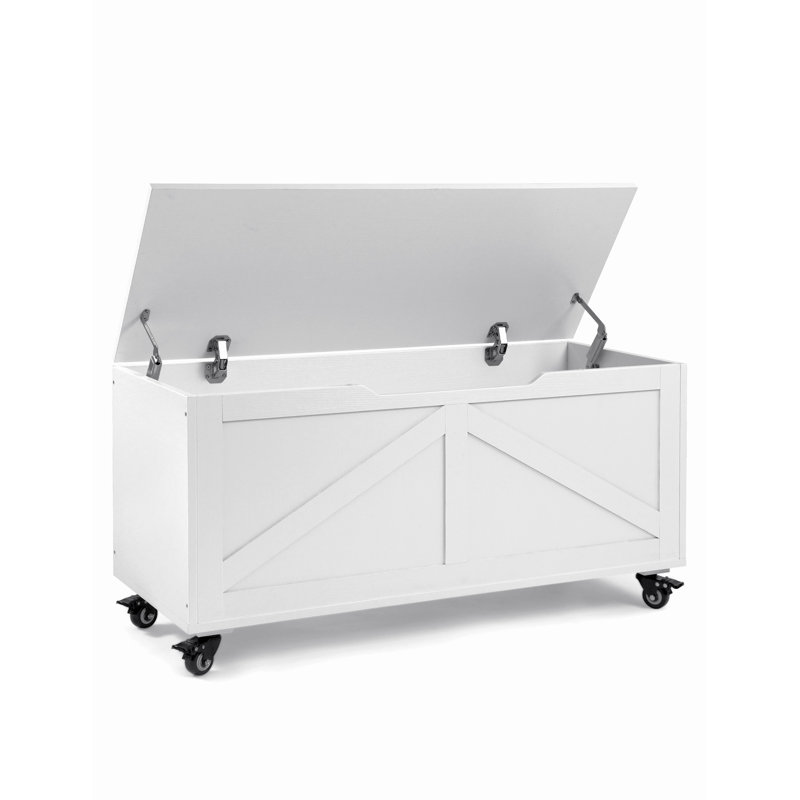 Coffre de rangement avec charnière de sécurité, coffre en bois manufacturé à 4 roues, 39,37 po x 15,74 po x 19,48 po pour chambre à coucher, salon et entrée
